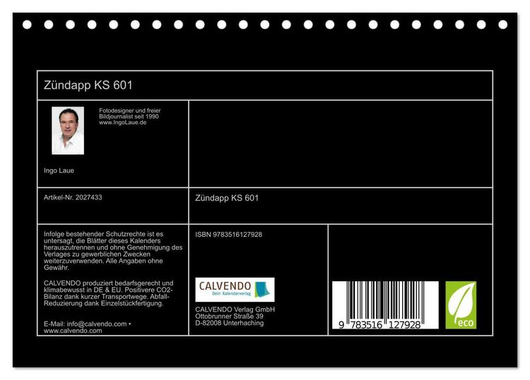 Produktbild: Z&uuml;ndapp KS 601 (Tischkalender 2026 DIN A5 quer), CALVENDO Monatskalender