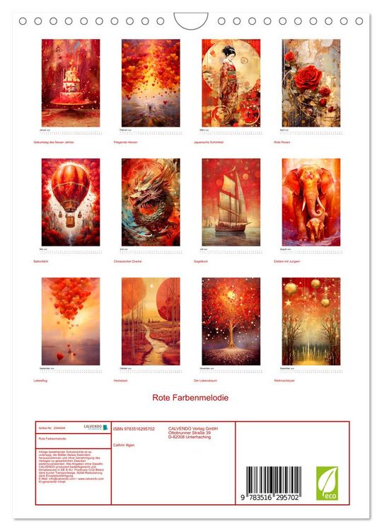 Produktbild: Rote Farbenmelodie (Wandkalender 2026 DIN A4 hoch), CALVENDO Monatskalender