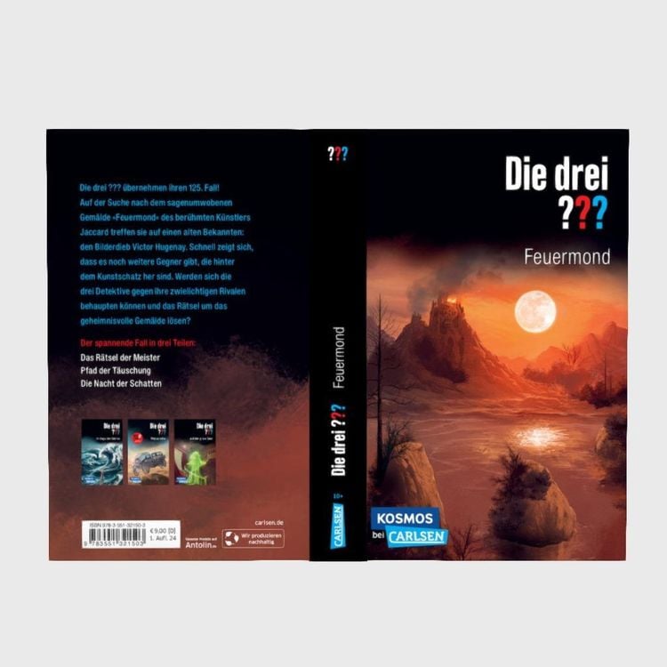 Produktbild: Die drei ???: Feuermond. Dreifachband. (Enthält die Bände: Das Rätsel der Meister, Der Pfad der Täuschung, Die Nacht der Schatten)