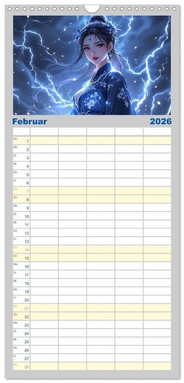 Produktbild: Familienplaner 2026 - Fantasie Asia-Girls mit 5 Spalten (Wandkalender, 21 x 45 cm) CALVENDO