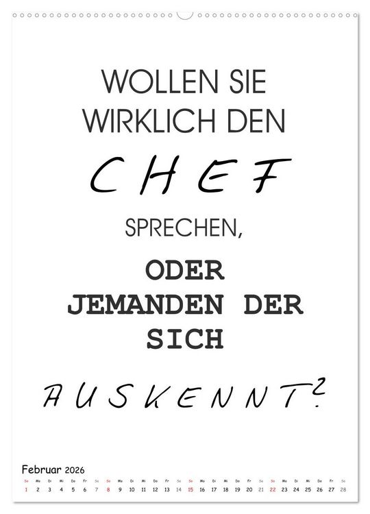 Produktbild: Typo-Kalender f&uuml;r das B&uuml;ro. Gemeine und lustige Spr&uuml;che (hochwertiger Premium Wandkalender 2026 DIN A2 hoch), Kunstdruck in Hochglanz
