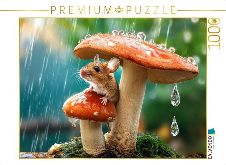 Produktbild: CALVENDO Puzzle Fantastisch - ein Stuhl im Regen mit einem Regenschirm | 1000 Teile Lege-Gr&ouml;&szlig;e 64x48cm Foto-Puzzle f&uuml;r gl&uuml;ckliche Stunden