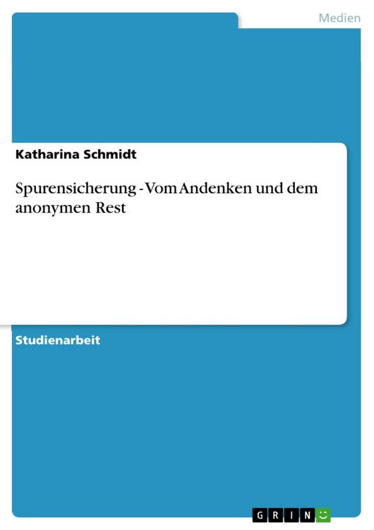 Produktbild: Spurensicherung - Vom Andenken und dem anonymen Rest