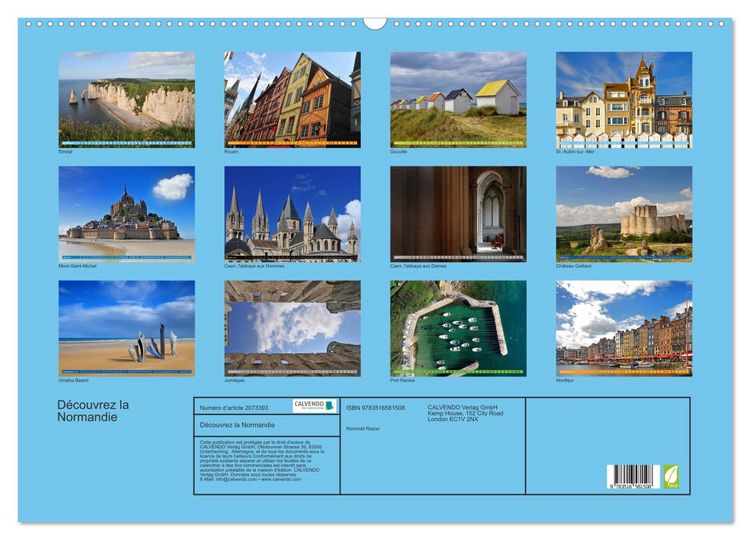 Produktbild: D&eacute;couvrez la Normandie (Calendrier mural 2026 DIN A2 vertical), CALVENDO calendrier mensuel