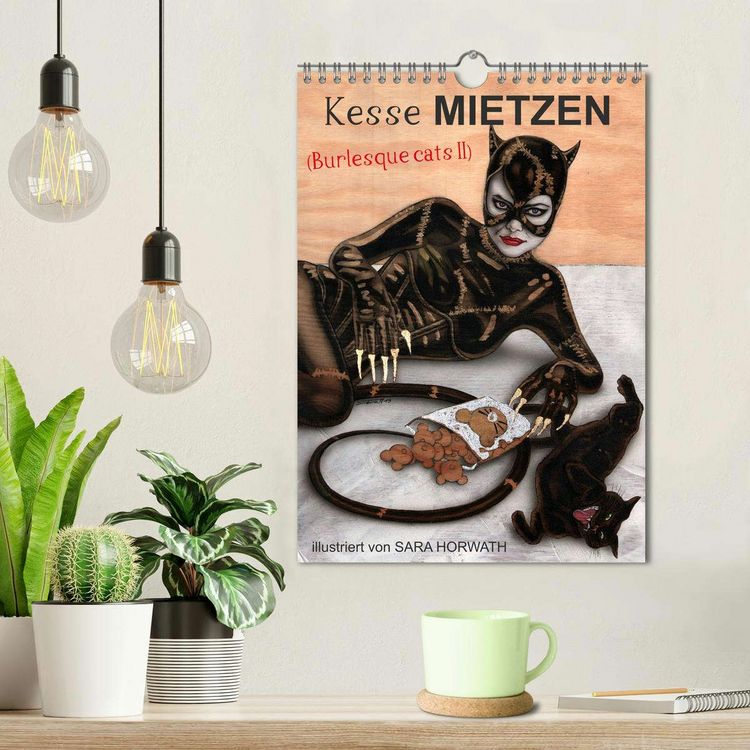 Produktbild: Kesse Mietzen - Burlesque cats II - mit flotten Linien gezeichnete Pin-up Katzen (Wandkalender 2025 DIN A4 hoch), CALVENDO Monatskalender