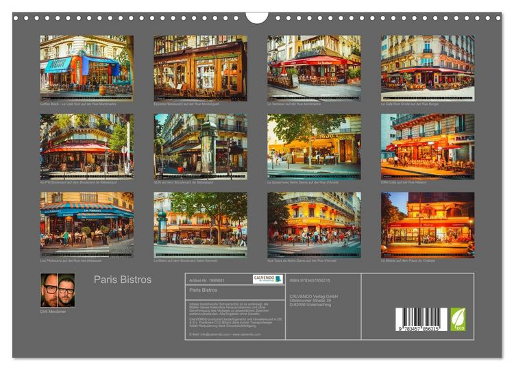 Produktbild: Paris Bistros (Wandkalender 2026 DIN A3 quer), CALVENDO Monatskalender