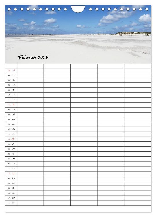 Produktbild: Urlaubsparadies Amrum / Familienplaner (Wandkalender 2026 DIN A4 hoch), CALVENDO Monatskalender
