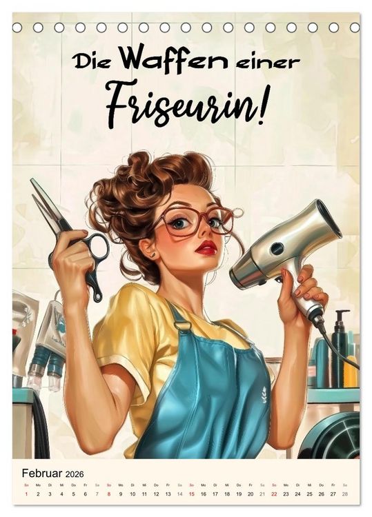Produktbild: Friseurspr&uuml;che, Spa&szlig; rund um Frisuren, Kamm und Schere (Tischkalender 2026 DIN A5 hoch), CALVENDO Monatskalender