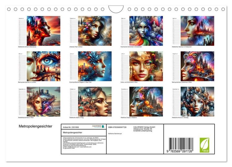 Produktbild: Metropolengesichter (Wandkalender 2027 DIN A4 quer), CALVENDO Monatskalender