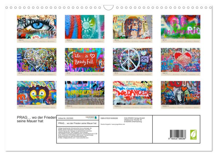 Produktbild: PRAG&hellip; wo der Frieden seine Mauer hat (Wandkalender 2026 DIN A3 quer), CALVENDO Monatskalender