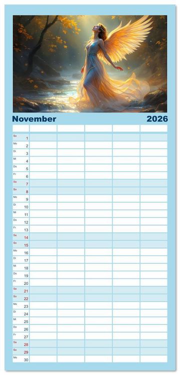 Produktbild: Familienplaner 2026 - Engel und Wasser - Ein Band der Anmut mit 5 Spalten (Wandkalender, 21 x 45 cm) CALVENDO