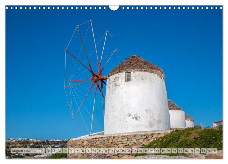 Produktbild: Mykonos - Natur, Meer und wei&szlig;e W&auml;nde (Wandkalender 2026 DIN A3 quer), CALVENDO Monatskalender
