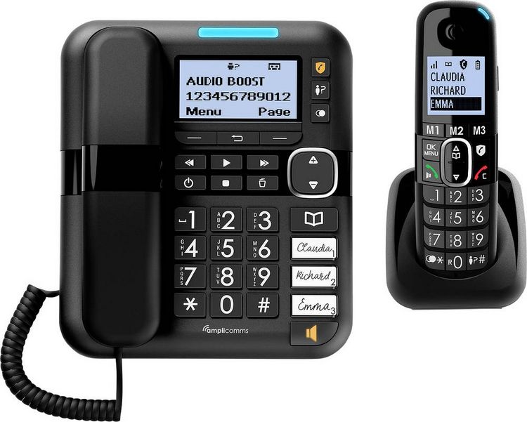 Produktbild: Amplicomms BigTel 1580 Combo EU Schnurgebundenes Seniorentelefon Freisprechen, f&uuml;r H&ouml;rger&auml;te kompatibel, Wahlwiederholung, Anrufbeantworter LED-Di