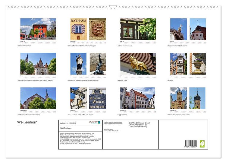 Produktbild: Wei&szlig;enhorn (Wandkalender 2026 DIN A2 quer), CALVENDO Monatskalender