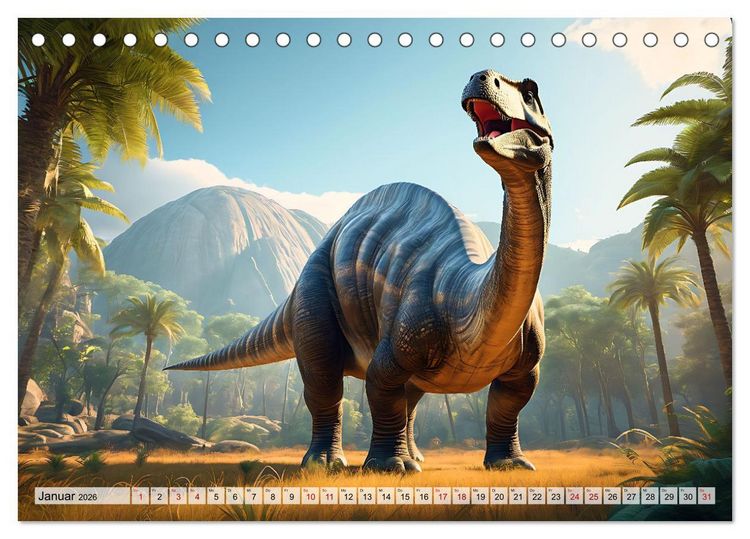Produktbild: Dinosaurier - die Welt der Urzeitgiganten (Tischkalender 2026 DIN A5 quer), CALVENDO Monatskalender