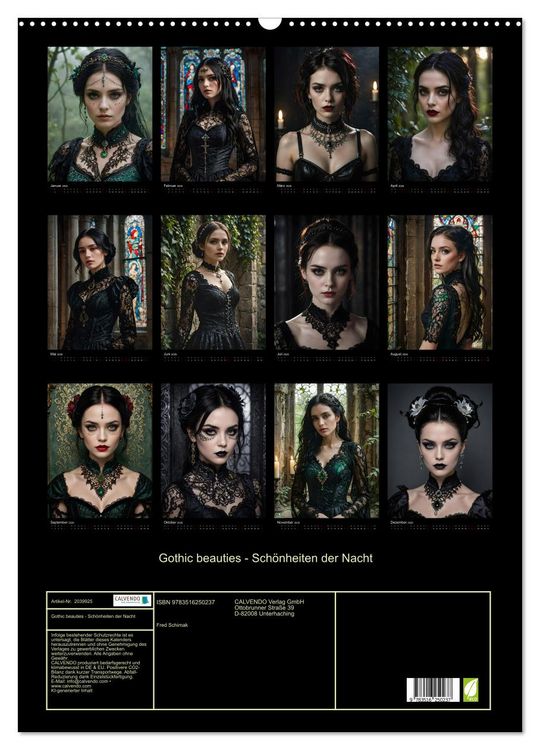 Produktbild: Gothic beauties - Sch&ouml;nheiten der Nacht (Wandkalender 2026 DIN A2 hoch), CALVENDO Monatskalender