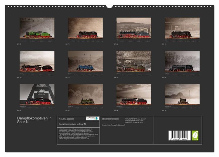 Produktbild: Dampflokomotiven in Spur N (hochwertiger Premium Wandkalender 2026 DIN A2 quer), Kunstdruck in Hochglanz