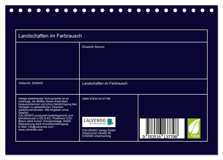 Produktbild: Landschaften im Farbrausch (Tischkalender 2026 DIN A5 quer), CALVENDO Monatskalender