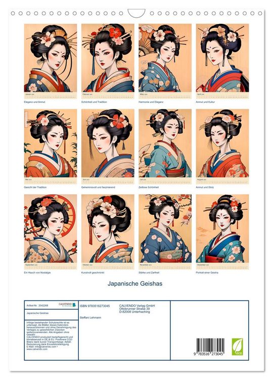 Produktbild: Japanische Geishas (Wandkalender 2026 DIN A3 hoch), CALVENDO Monatskalender