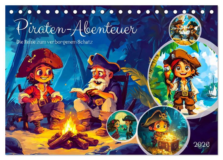 Produktbild: Piraten-Abenteuer - Die Reise zum verborgenen Schatz (Tischkalender 2026 DIN A5 quer), CALVENDO Monatskalender