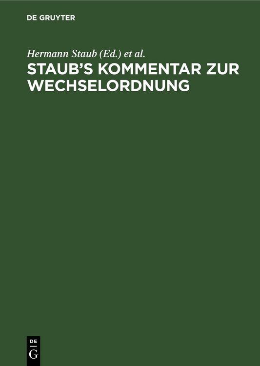 Produktbild: Staub's Kommentar zur Wechselordnung