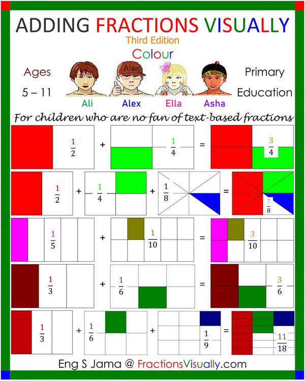 Produktbild: Adding Fractions Visually Third Edition Colour (Visual Mathematics Fractions, #3)