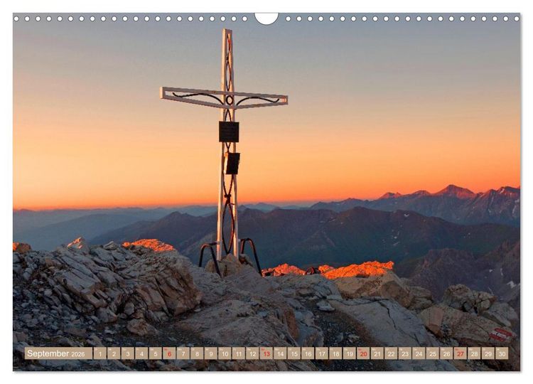 Produktbild: Gipfelkreuze im Sonnenlicht (Wandkalender 2026 DIN A3 quer), CALVENDO Monatskalender