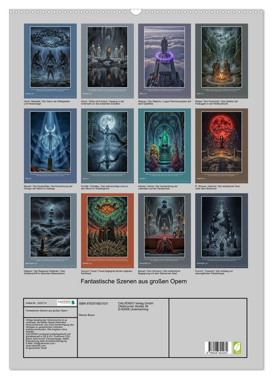 Produktbild: Fantastische Szenen aus gro&szlig;en Opern (Wandkalender 2027 DIN A2 hoch), CALVENDO Monatskalender