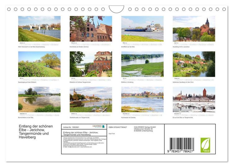 Produktbild: Entlang der sch&ouml;nen Elbe - Jerichow, Tangerm&uuml;nde und Havelberg (Wandkalender 2026 DIN A4 quer), CALVENDO Monatskalender
