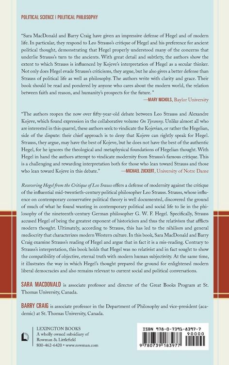 Produktbild: Recovering Hegel from the Critique of Leo Strauss