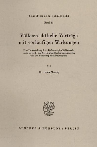 Produktbild: V&ouml;lkerrechtliche Vertr&auml;ge mit vorl&auml;ufigen Wirkungen.
