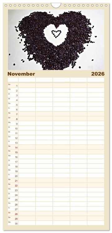 Produktbild: Familienplaner 2026 - Der Kaffee ist fertig mit 5 Spalten (Wandkalender, 21 x 45 cm) CALVENDO