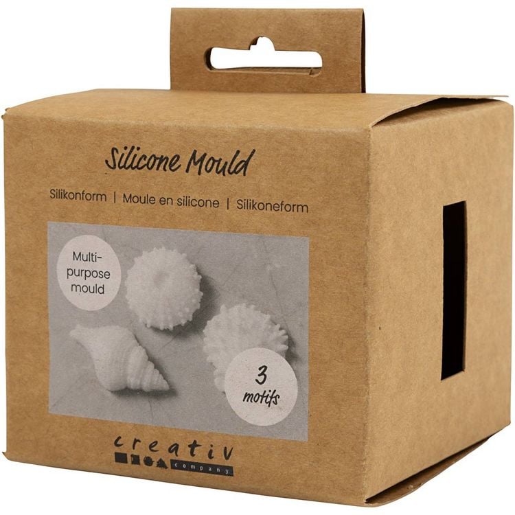 Produktbild: Creativ Company Silikonform, Seeigel, Schneckenmuschel, Muschel, H 1,5-2 cm, D 3,5-6 cm, 3 Stk