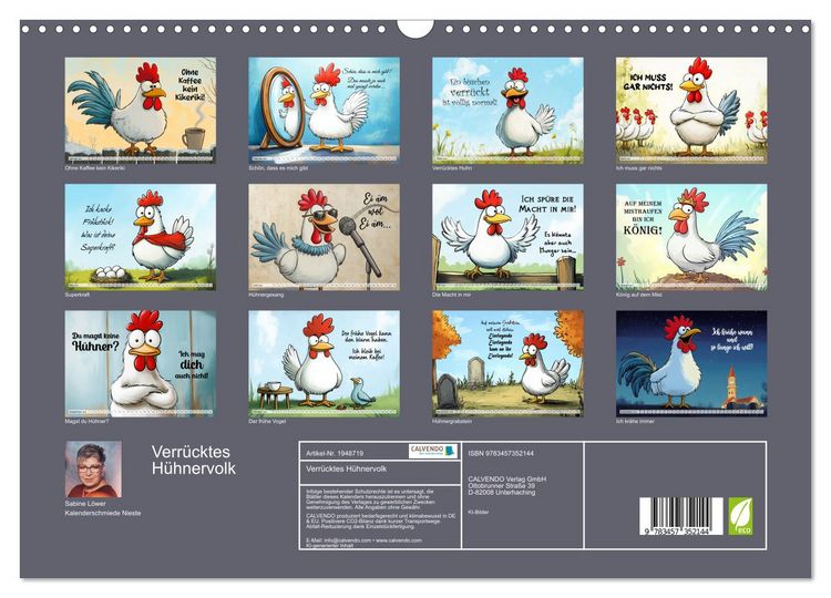 Produktbild: Verr&uuml;cktes H&uuml;hnervolk (Wandkalender 2026 DIN A3 quer), CALVENDO Monatskalender