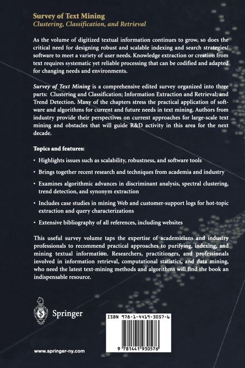 Produktbild: Survey of Text Mining