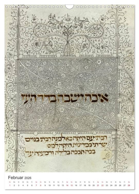 Produktbild: Hebr&auml;ische Illuminationen und Manuskripte (Wandkalender 2026 DIN A3 hoch), CALVENDO Monatskalender