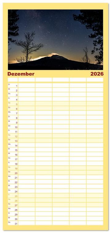 Produktbild: Familienplaner 2026 - &Auml;tna - Europas h&ouml;chster Vulkan mit 5 Spalten (Wandkalender, 21 x 45 cm) CALVENDO