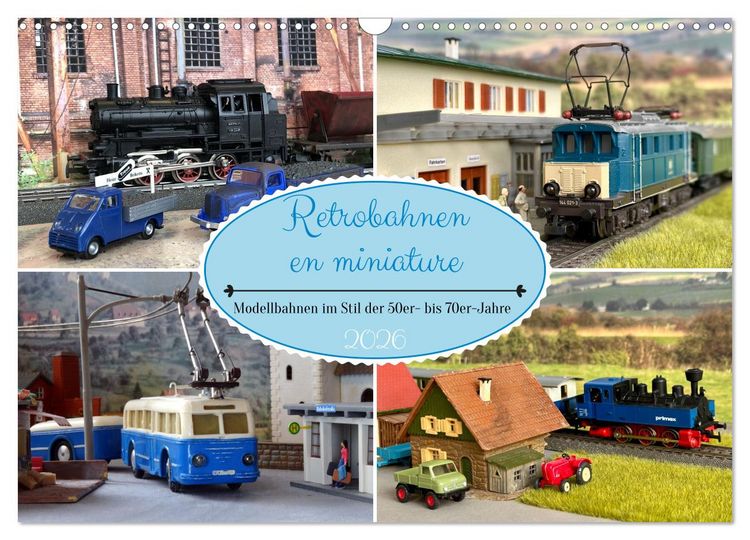 Produktbild: Retrobahnen en miniature (Wandkalender 2026 DIN A3 quer), CALVENDO Monatskalender