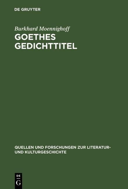 Produktbild: Goethes Gedichttitel