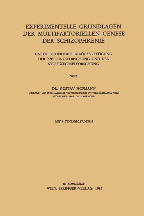 Produktbild: Experimentelle Grundlagen der Multifaktoriellen Genese der Schizophrenie