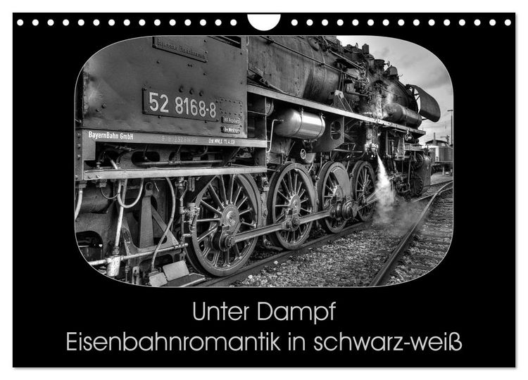 Produktbild: Unter Dampf - Eisenbahnromantik in schwarz-wei&szlig; (Wandkalender 2026 DIN A4 quer), CALVENDO Monatskalender