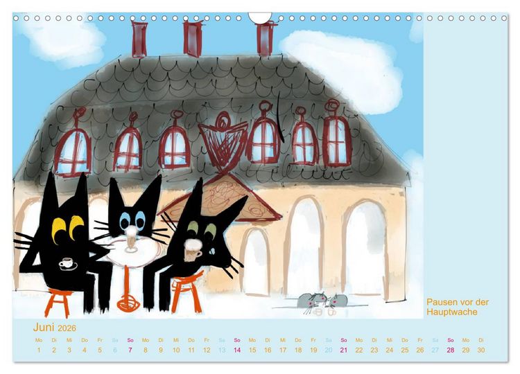 Produktbild: Frau Kami Katze entdeckt Frankfurt am Main (Wandkalender 2026 DIN A3 quer), CALVENDO Monatskalender