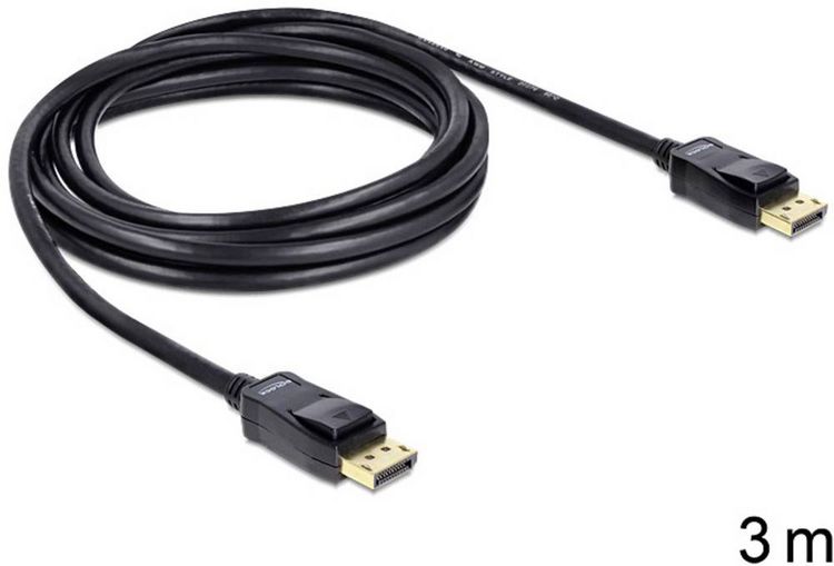 Produktbild: Delock DisplayPort Anschlusskabel DisplayPort Stecker, DisplayPort Stecker 3.00 m Schwarz 82424 DisplayPort-Kabel