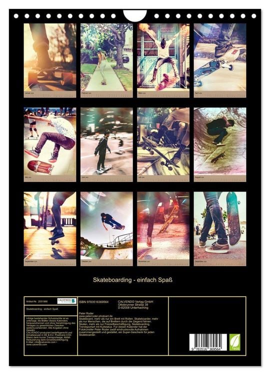 Produktbild: Skateboarding - einfach Spa&szlig; (Wandkalender 2026 DIN A4 hoch), CALVENDO Monatskalender