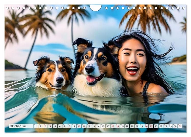 Produktbild: Bellen in den Wellen - Badespa&szlig; mit Hund (Wandkalender 2026 DIN A4 quer), CALVENDO Monatskalender