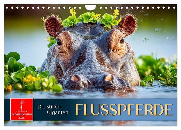 Produktbild: Flusspferde - die stillen Giganten (Wandkalender 2026 DIN A4 quer), CALVENDO Monatskalender
