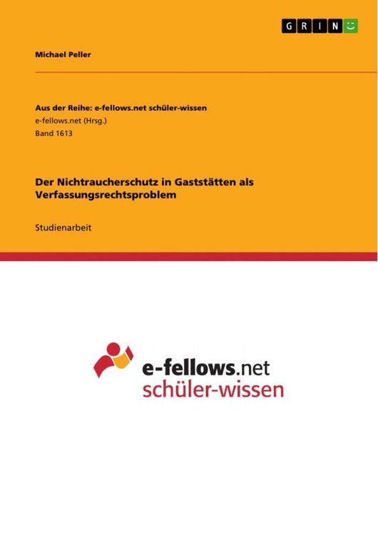 Produktbild: Der Nichtraucherschutz in Gastst&auml;tten als Verfassungsrechtsproblem