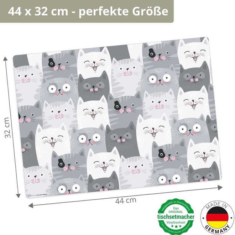 Produktbild: Tischsetmacher Tischset f&uuml;r Kinder Katzen-Konferenz, aus hochwertigem Vinyl , 44 x 32 cm