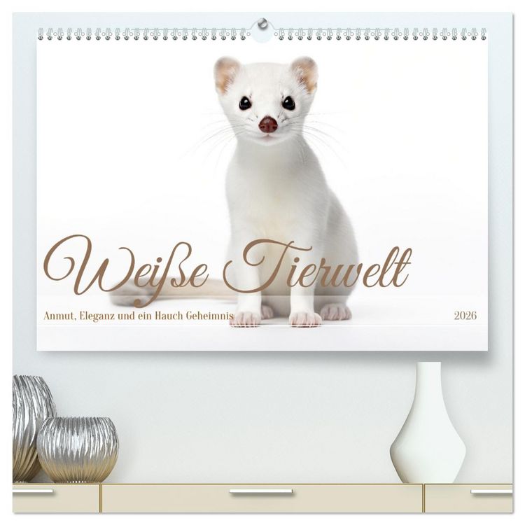 Produktbild: Wei&szlig;e Tierwelt (hochwertiger Premium Wandkalender 2026 DIN A2 quer), Kunstdruck in Hochglanz