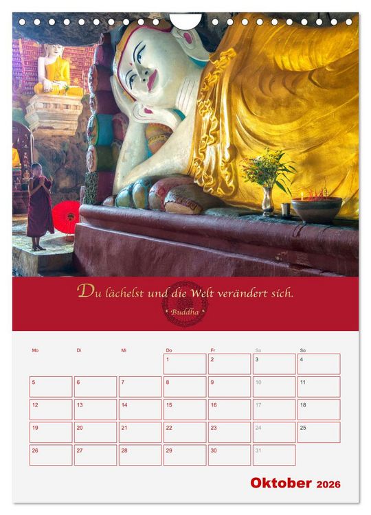 Produktbild: Buddhistische Weisheiten - DER ROTE SCHIRM (Wandkalender 2026 DIN A4 hoch), CALVENDO Monatskalender